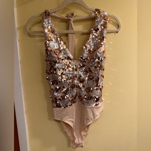Charlotte Russe Sequin pink bodysuit